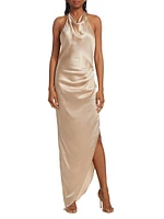 Elektra Gathered Silk Halter Gown