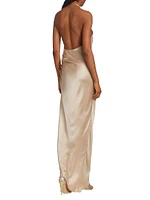 Elektra Gathered Silk Halter Gown