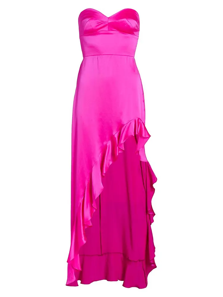 Amalia Silk Hi-Lo Ruffle Gown