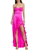 Amalia Silk Hi-Lo Ruffle Gown