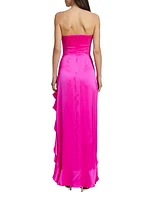 Amalia Silk Hi-Lo Ruffle Gown