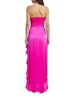 Amalia Silk Hi-Lo Ruffle Gown