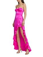 Amalia Silk Hi-Lo Ruffle Gown