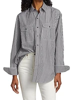 Oversized Striped Poplin Shirt