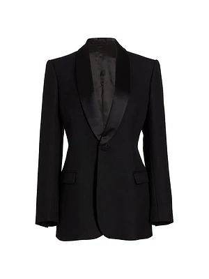 Single-Breasted Wool Tuxedo Blazer