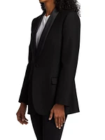 Single-Breasted Wool Tuxedo Blazer