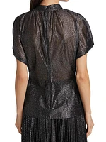 Metallic Silk-Blend Tulle Blouse