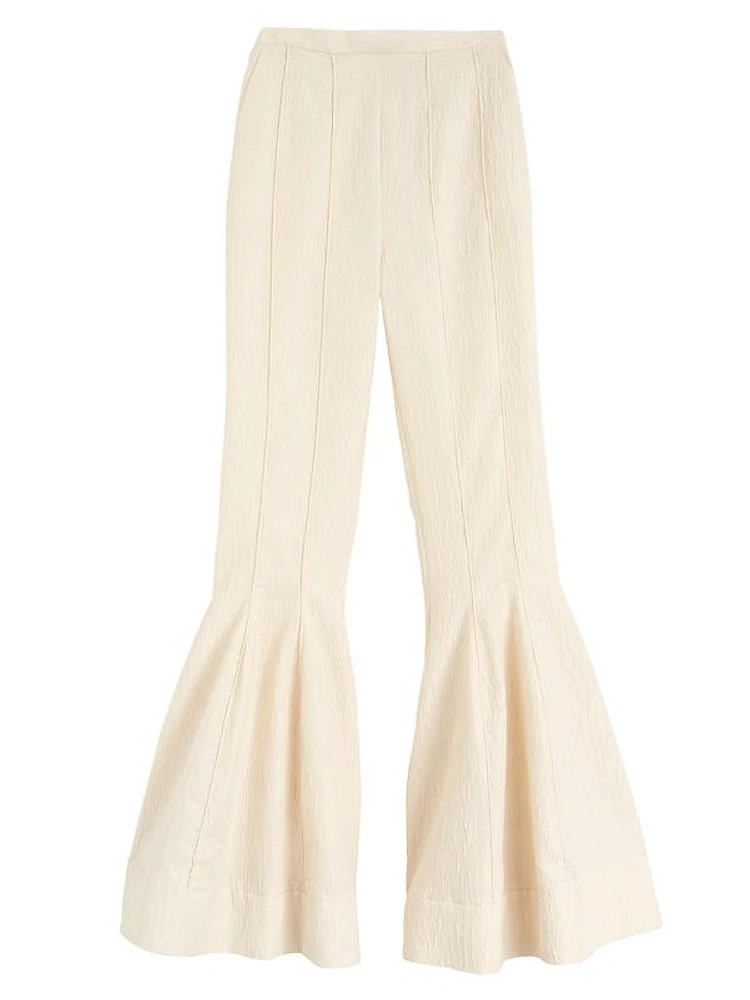 Celery Cloque Kick-Flare Pants