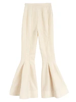 Celery Cloque Kick-Flare Pants