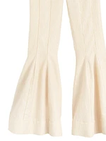 Celery Cloque Kick-Flare Pants