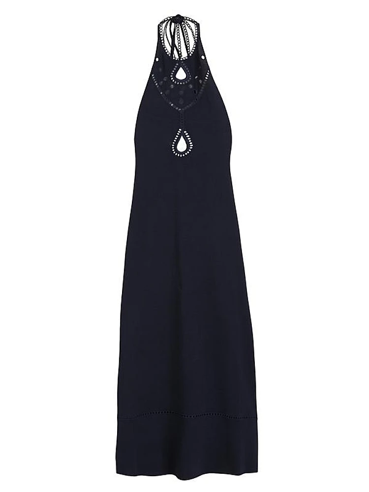 Eyelet-Embroidered Knit Maxi Dress