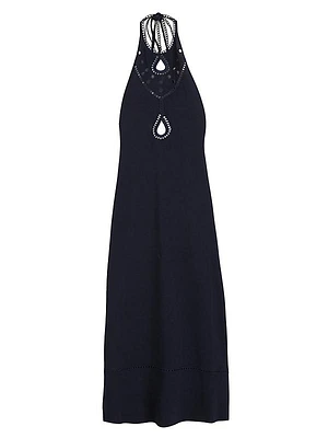 Eyelet-Embroidered Knit Maxi Dress