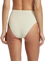 Smocked High-Waisted Bikini Bottom