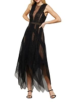 Andi Asymmetric Lace & Tulle Maxi Dress