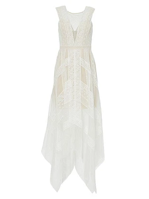 Andi Asymmetric Lace & Tulle Maxi Dress