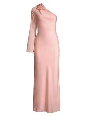 Rhiannon Asymmetric Bow Satin Maxi Dress