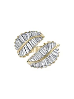 Classic Palm Leaf 18K Yellow Gold & Diamond Cuff Ring