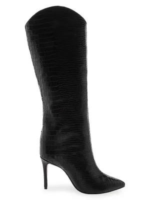 Maryana Croc-Embossed Leather Knee-High Boots