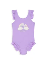 Little Girl's & Girl's One-Piece Rainbow Logo Swimsuit