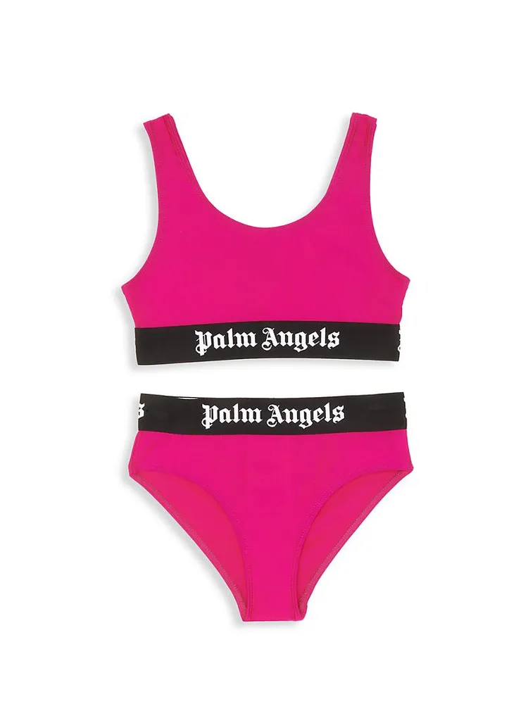 Little Girl's & 2-Piece Logo Tape Shiny Bikini Set