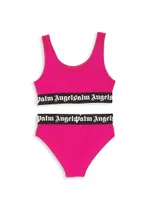 Little Girl's & 2-Piece Logo Tape Shiny Bikini Set