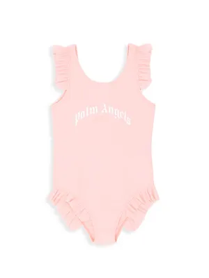 Little Girl's & Curved Logo One-Piece Swimsuit