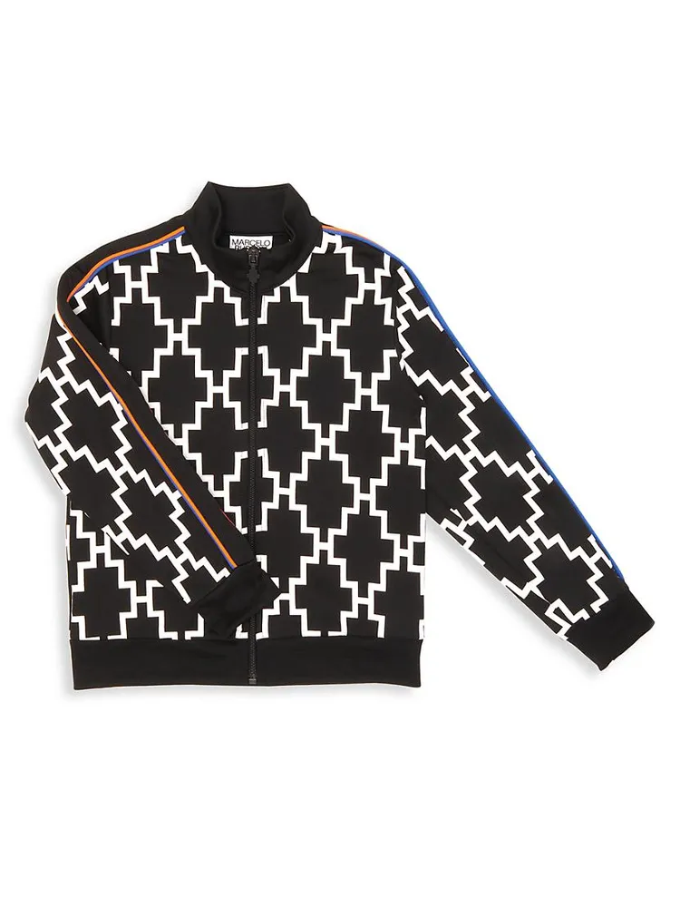 Little Boy's & Cross Print Piping Track Jacket