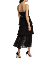 Bustier Tiered Chiffon Midi-Dress