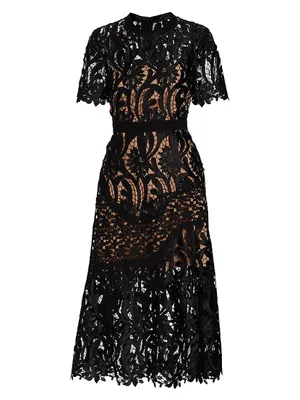 Prairie Guipure Lace Midi-Dress