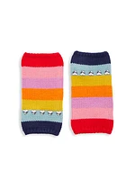 Girl's Carolyn Rowan x Stephanie Gottlieb Rainbow Striped Wool Fingerless Gloves