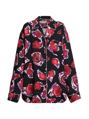 Rose-Print Long-Sleeve Shirt