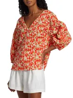 MICHELLE SMITH x Saks Amalfi Three-Quarter Sleeve Top