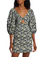 MICHELLE SMITH x Saks Bella Twist Balloon-Sleeve Minidress