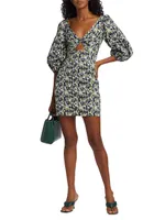 MICHELLE SMITH x Saks Bella Twist Balloon-Sleeve Minidress