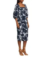 MICHELLE SMITH x Saks Gemma Balloon-Sleeve Midi-Dress