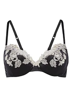 Cotton Embroidered-Trim Underwire Bra