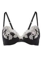 Cotton Embroidered-Trim Underwire Bra