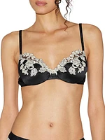 Cotton Embroidered-Trim Underwire Bra