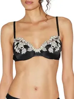 Cotton Embroidered-Trim Underwire Bra