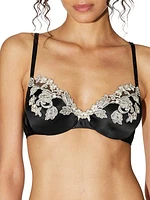 Cotton Embroidered-Trim Underwire Bra