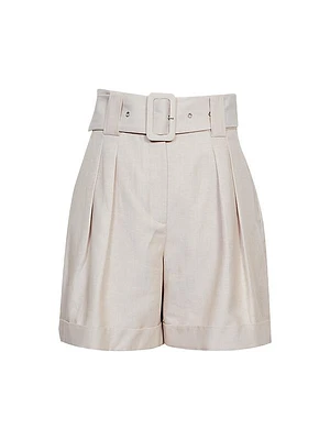 Ottia Belted High-Waisted Wide-Leg Shorts