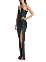 Asymmetric Silk One-Shoulder Gown