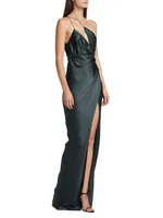 Asymmetric Silk One-Shoulder Gown