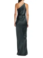 Asymmetric Silk One-Shoulder Gown