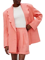 Dynasty Scalloped Linen Blazer