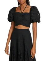 Lucia Eyelet Cotton Crop Top