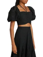 Lucia Eyelet Cotton Crop Top