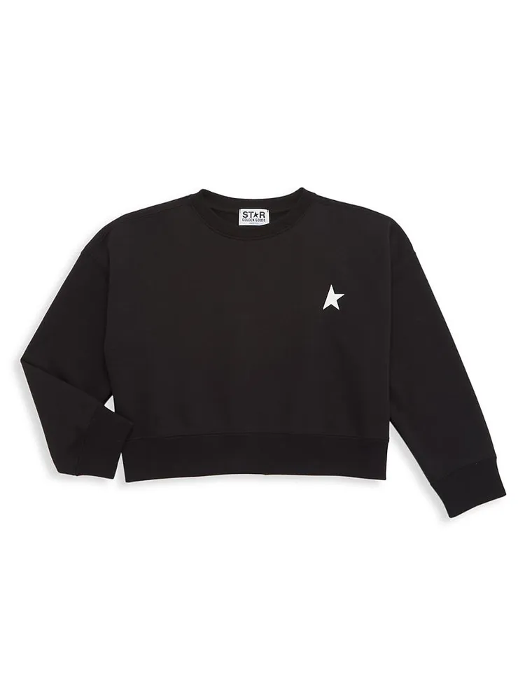 Little Girl's & Star Crewneck Crop Sweatshirt