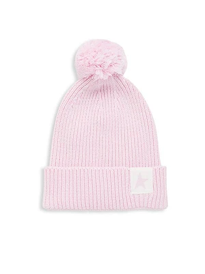 Girl's Star Knit Pompom Beanie