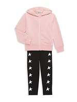 Little Girl's & Girl's Star Zipped Hoodie Sweatshirt